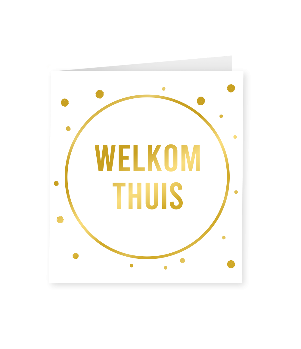 Kaart Welkom Thuis Goud Wit 15cm