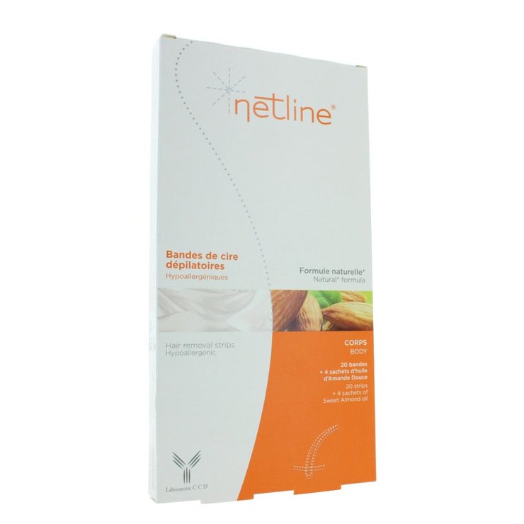 20 Bandes De Cire Depilatoire Corps + 4 Sachets D'huile D'amande Douce Netline