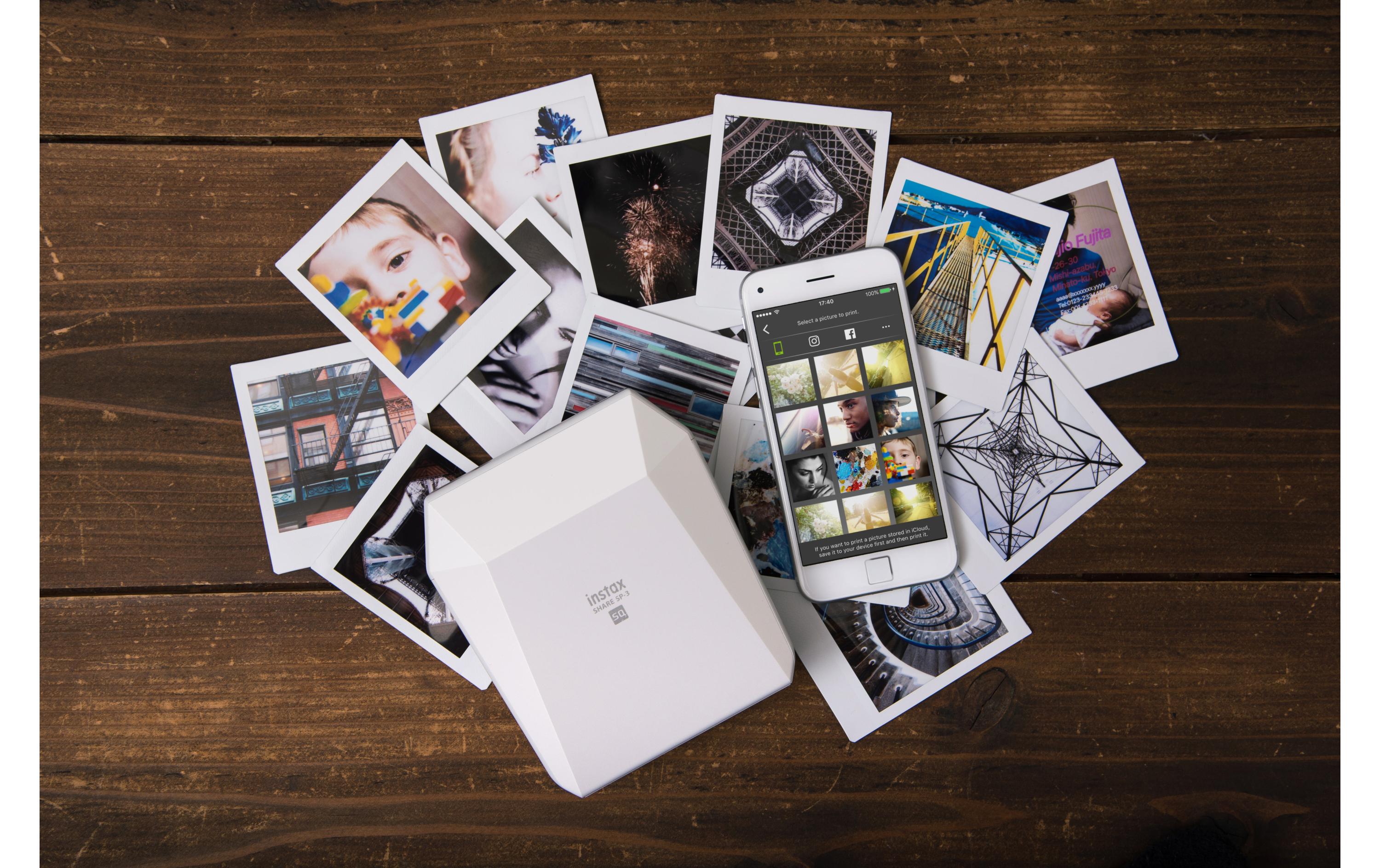 Fotodrucker Instax Share SP-3 Weiss/Silber<br>Stylisher Sofortbild-Drucker