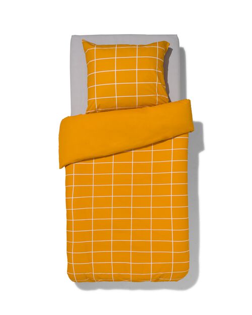 housse de couette polycoton 140x200 carreaux - jaune