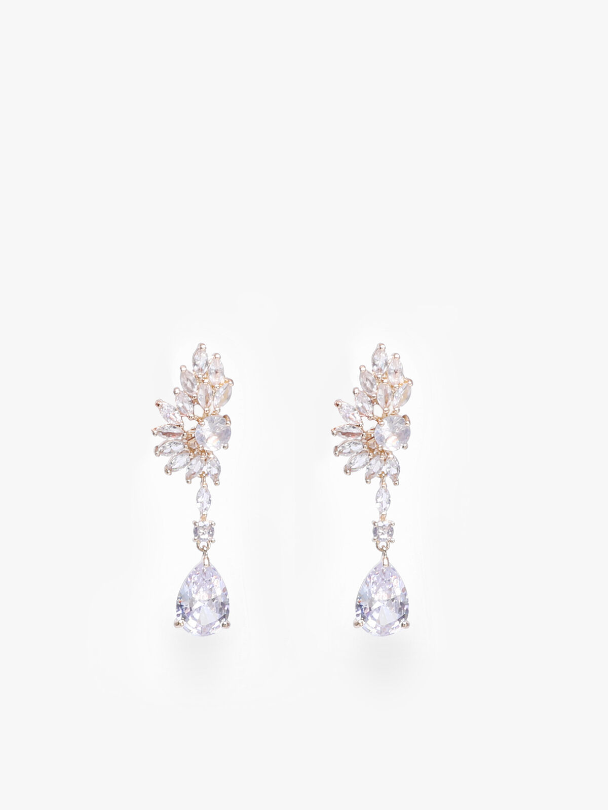 Boucles à clips pendantes à fleur strassée- Doré