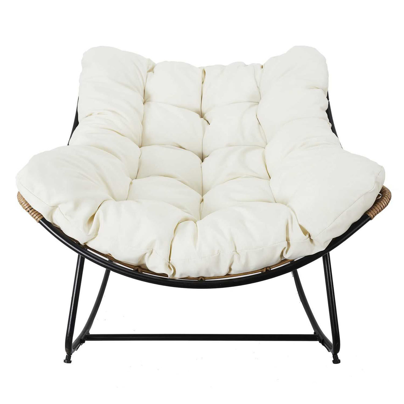 Home Deco Factory Fauteuil à bascule Tulum coussin marron/noir/beige - 96x73x114 cm