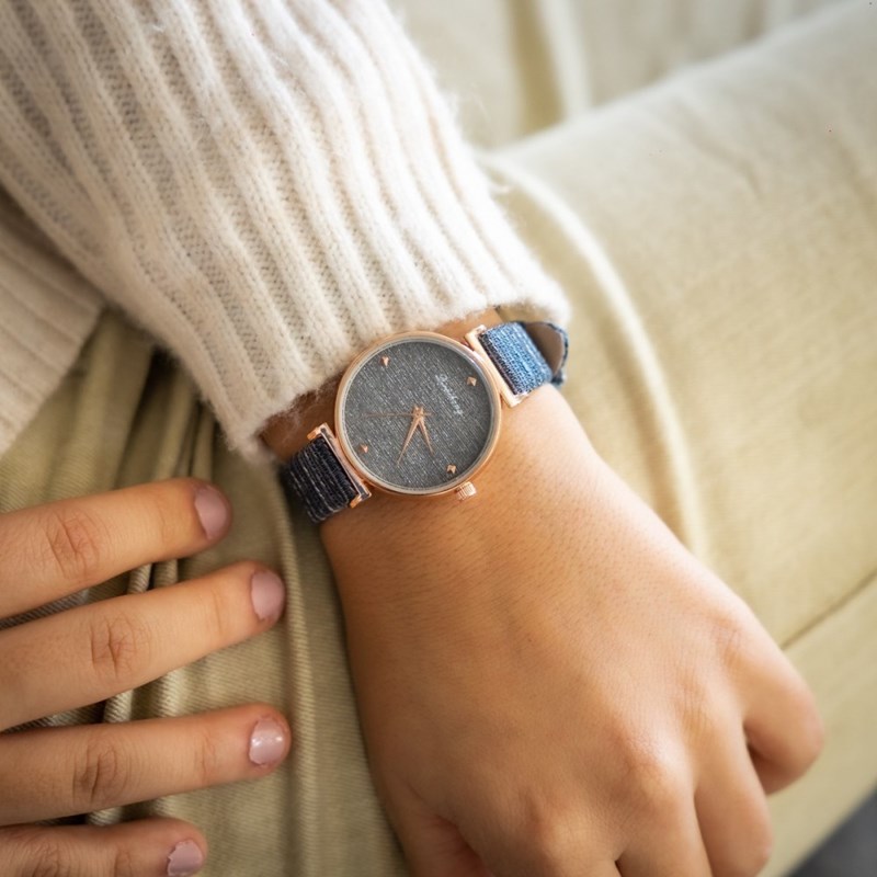 Montre Femme CHTIME bracelet Cuir Bleu