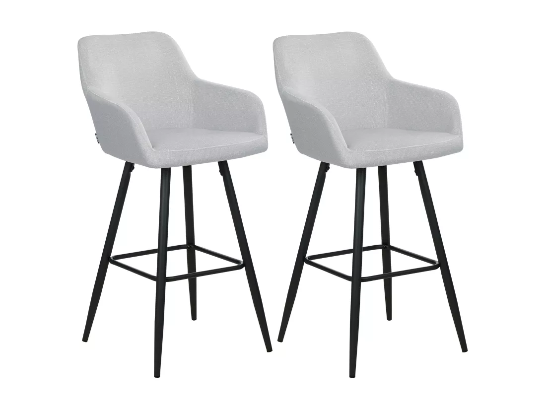 Lot de 2 chaises de bar CASMALIA Velours Gris clair