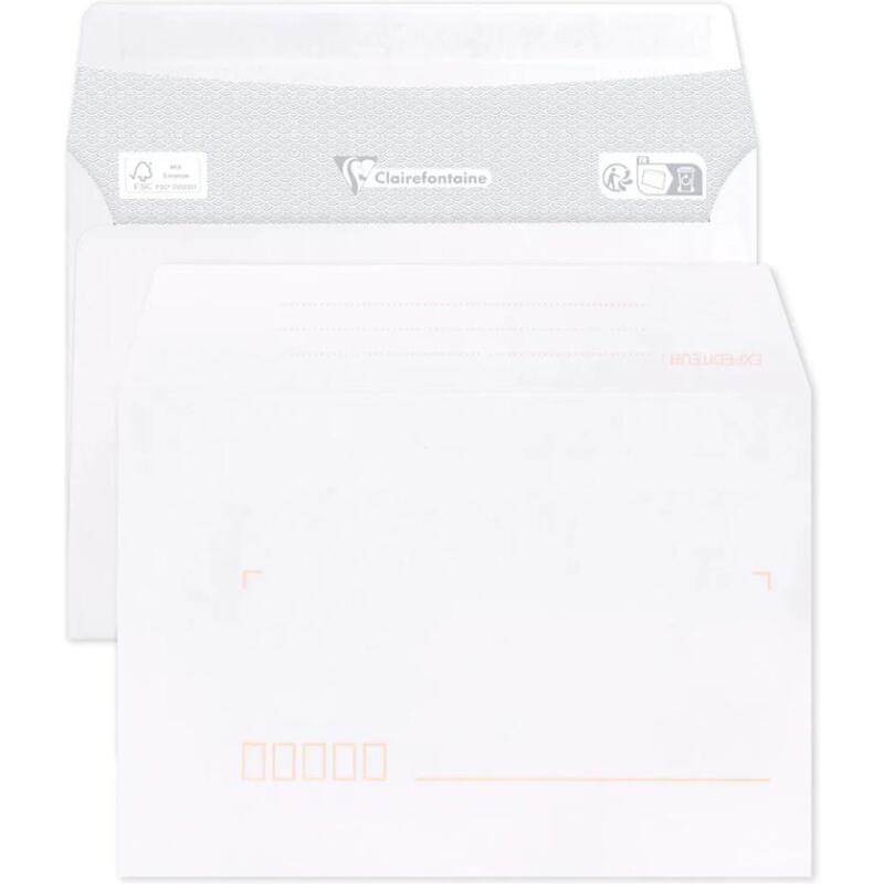 Paquet de 50 Enveloppes Blanches C6-114x162 mm - Précasées - Auto-Adhésives - 80g/m2 - Blanc