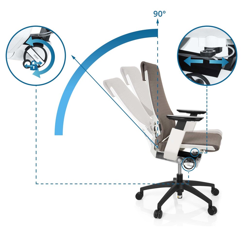Profi Bürostuhl GENIDIA SMART WHITE Netzstoff mit Armlehnen hjh OFFICE