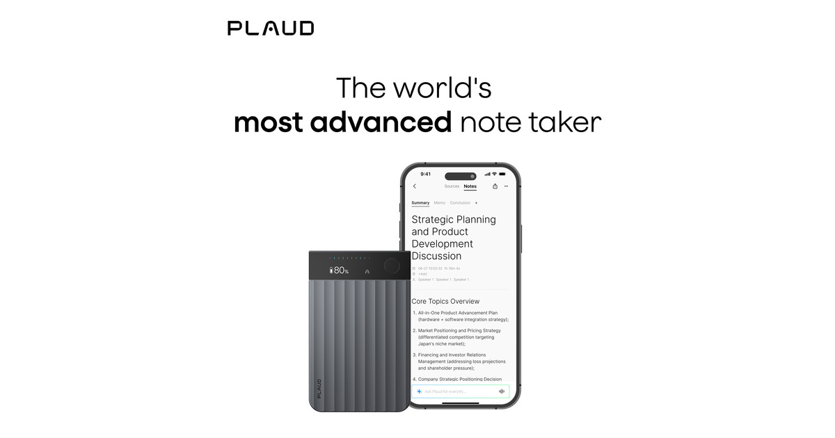 PlaudNote Pro dicteerapparaat  (Zwart, 64 GB, Bluetooth (BLE 5.4), Dual-band Wi-Fi (2.4GHz & 5GHz))