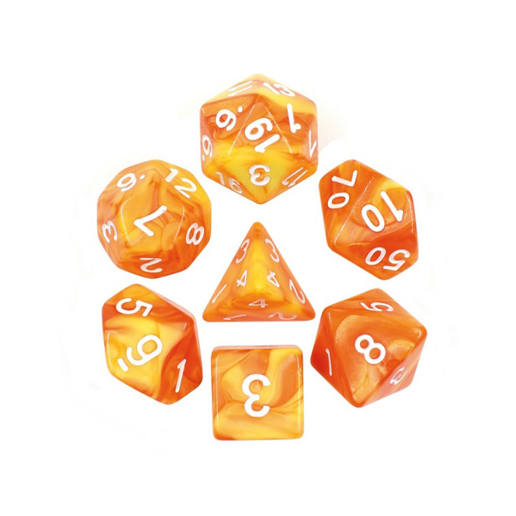 Set de 7 Dés - Fusion Orange et Jaune (HDB-39)
