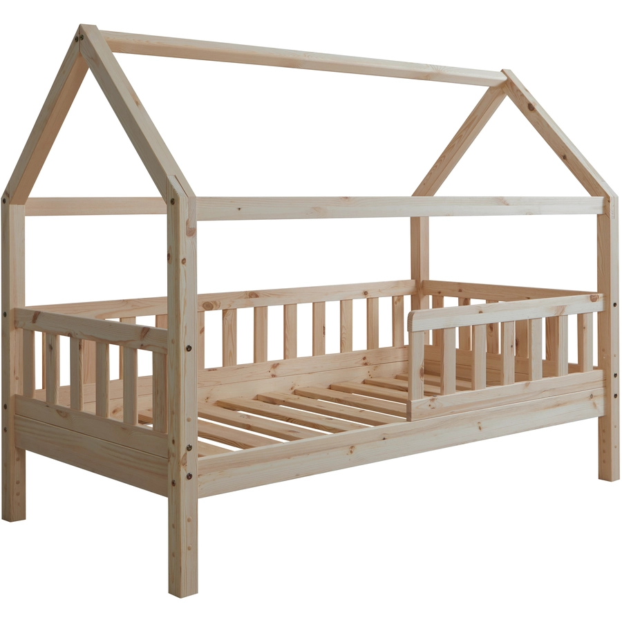 TICAA Kinderbett Hausbett Kay 80x160 Kiefer natur Natur