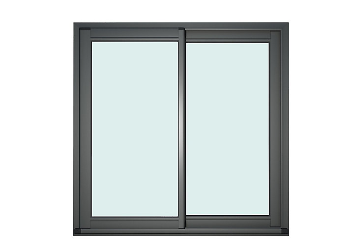 Baie vitrée coulissante alu GoodHome gris - l.240 x h.200 cm - Uw 1,7