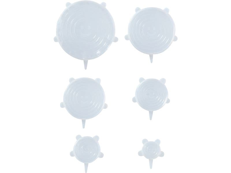 alpina Flexibles Deckel-Set 6 Stück, Transparent Flexibles Deckel-Set für Behälter in verschiedenen Grössen