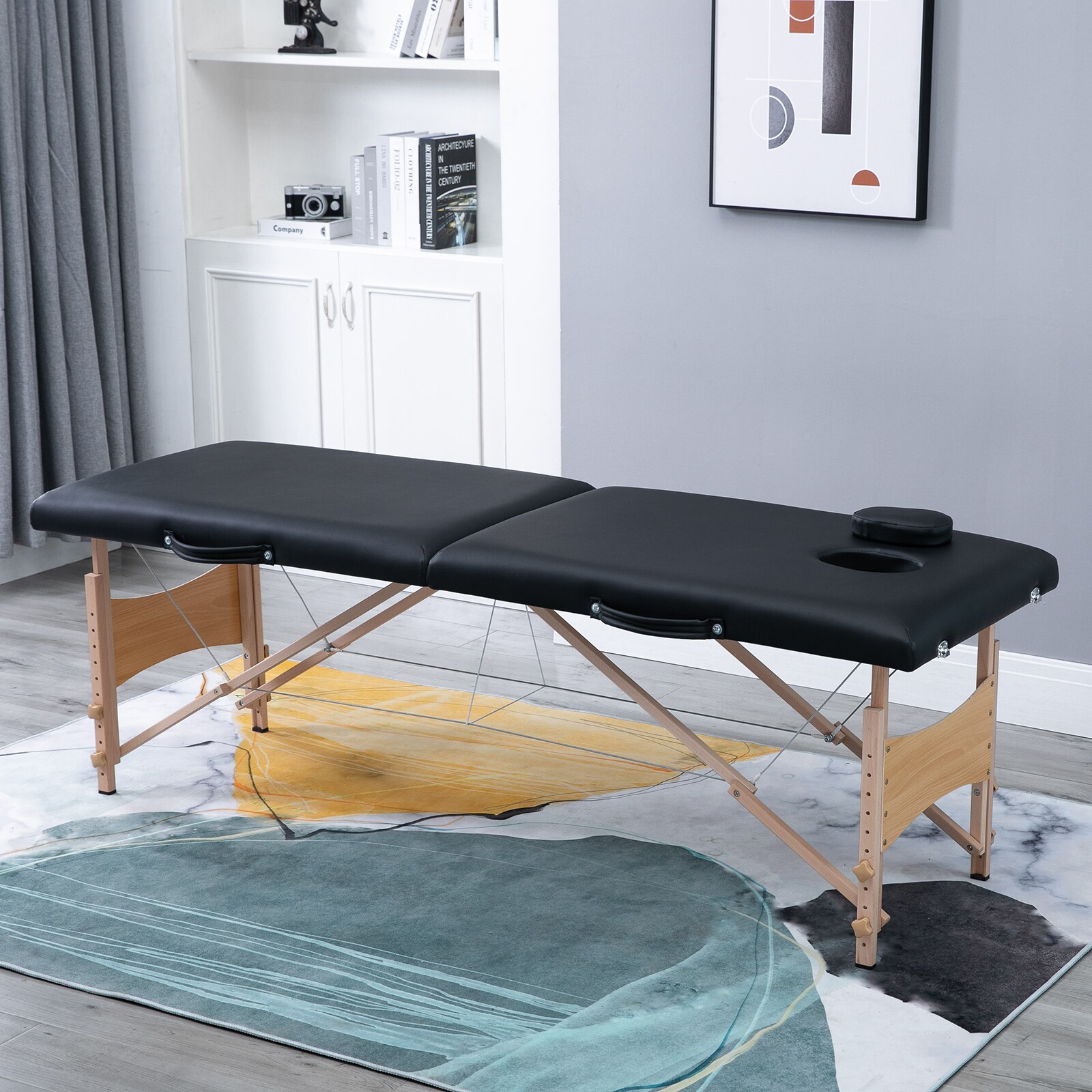 HOMCOM Mobiler Massagetisch schwarz 186 x 60 x 58-81 cm