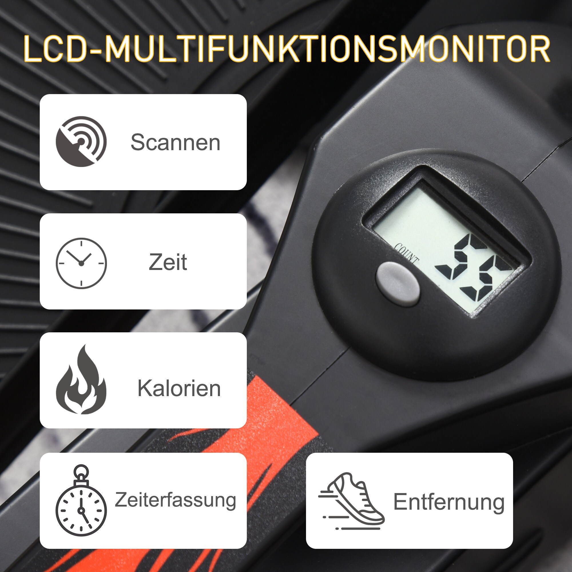 HOMCOM Mini Stepper mit LCD-Monitor schwarz 60 x 40 x 29 cm (LxBxH)
