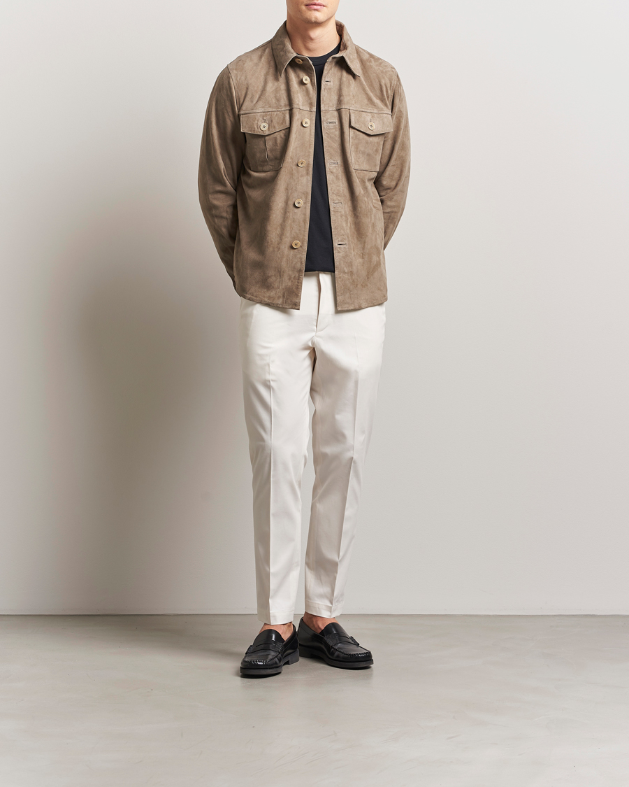 BOSS CAMEL Kaiton Cotton Pleated Trousers Open White