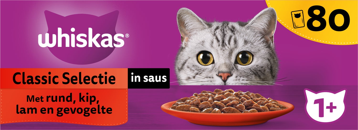 Whiskas kattenvoer in saus Classic Selectie adult 85 g 80 stuks