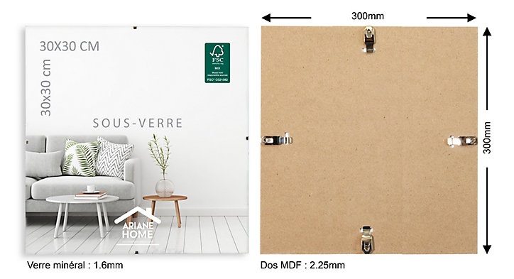 Cadre sous-verre Ariane Home l.30 x H.30 cm
