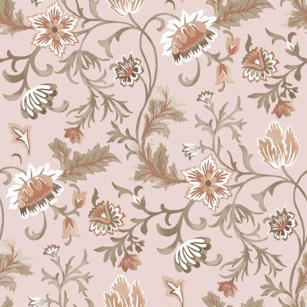 Estahome Vintage Bloemen Behang I - 0,53 x 10,05 m - Zand / Beige