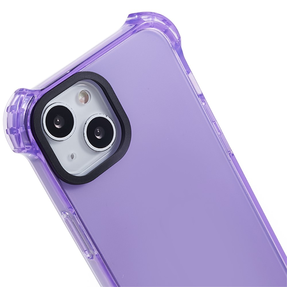 iPhone 13 Gummi Case Hülle mit Air Cushion Fallschutz - Lila / Transparent