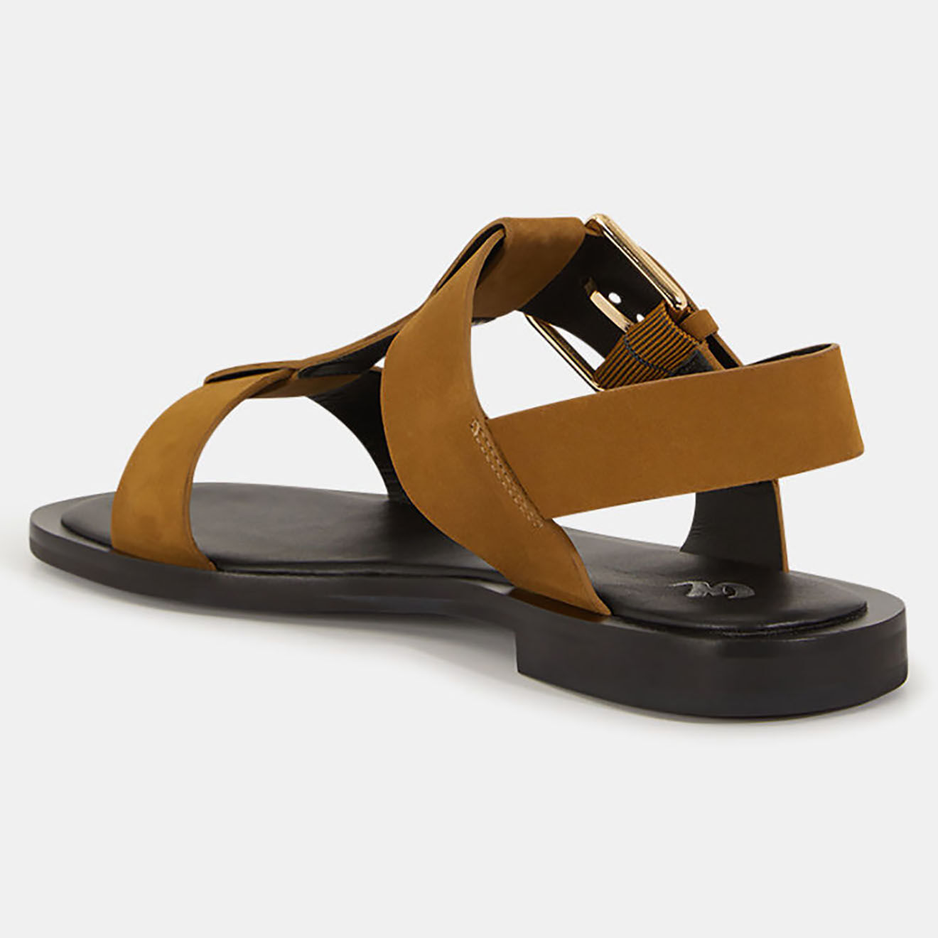 Galeries Lafayette Sandales plates en Cuir camel