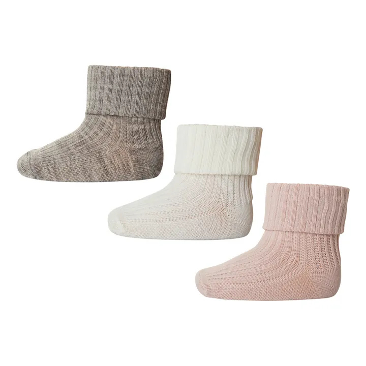 Mp Denmark Set de 3 paires de chaussettes Rib en laine | Marron