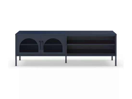 Zio - Meuble TV 2 portes en métal L160cm - Bleu nuit