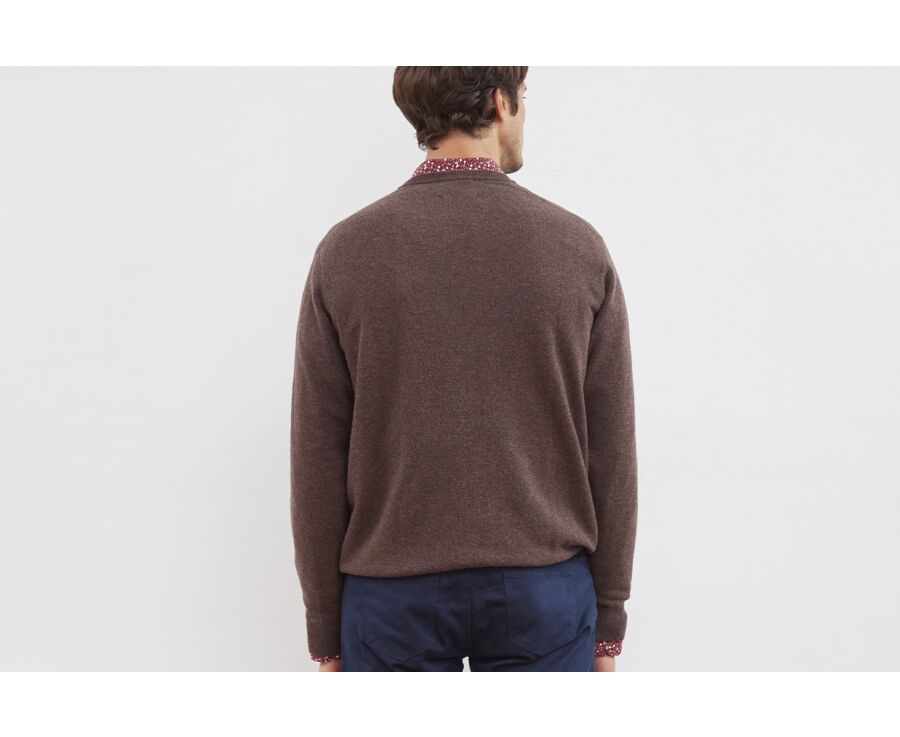 Pull col V homme laine Marron Brun - ELIAN