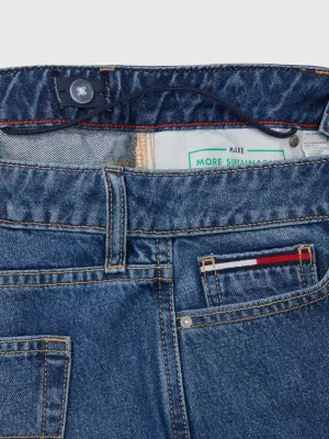 Calça jeans folgada de cintura baixa adaptável