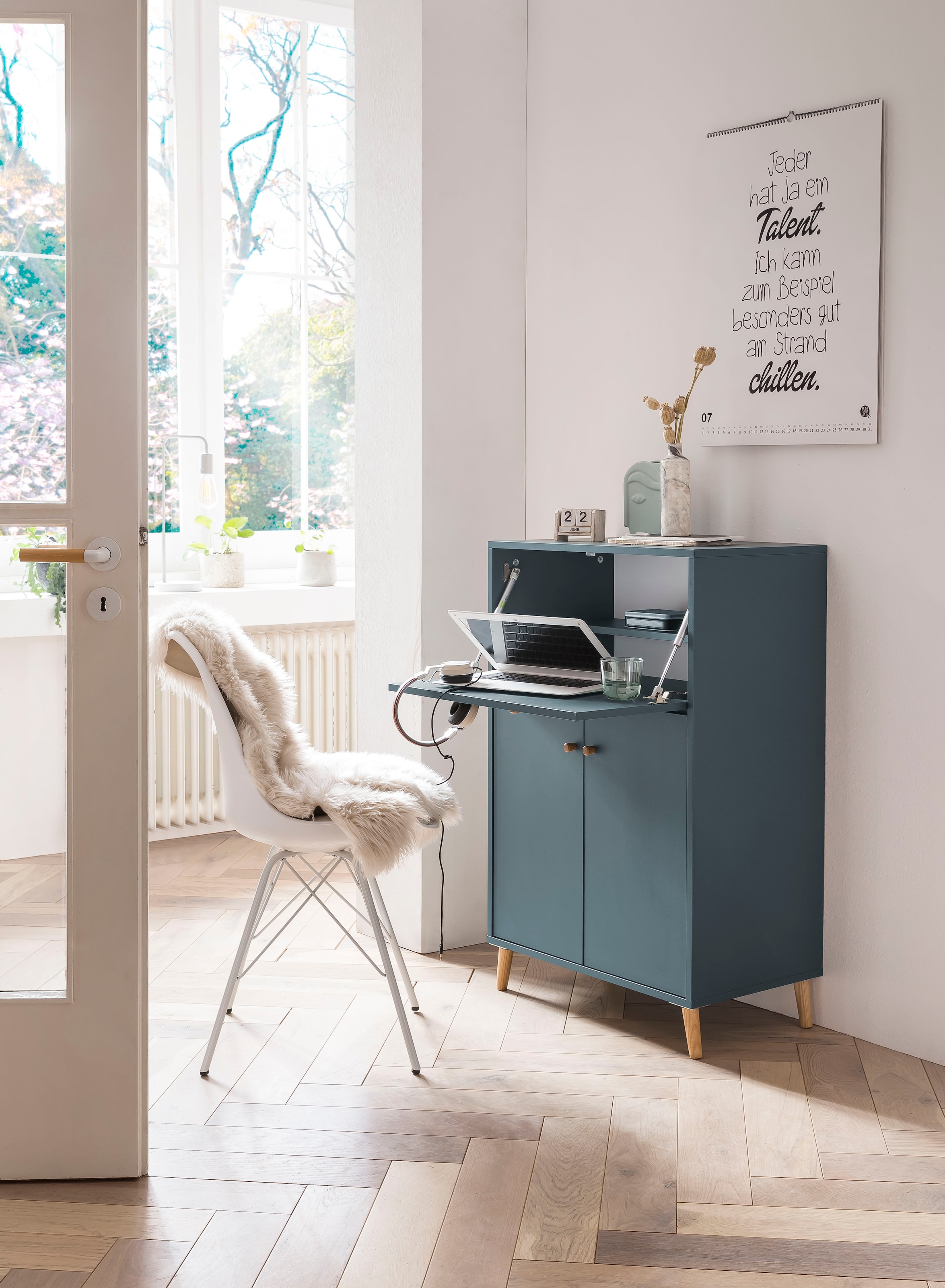 Schildmeyer Schreibtisch »Serie 500« Breite 65,2 cm, Sekretär Aktenschrank mit ausklappbarer Schreibplatte
