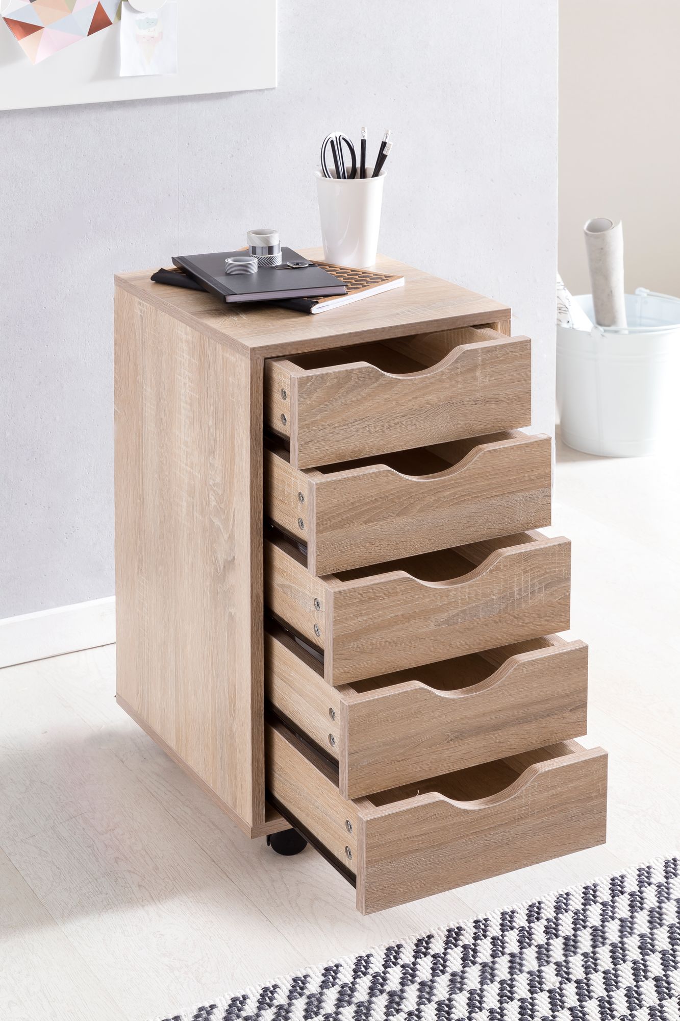 KADIMA DESIGN Rollcontainer, 5 Schubladen, MDF-Holz, Büro/Wohnzimmer - Stilvoller Stauraum