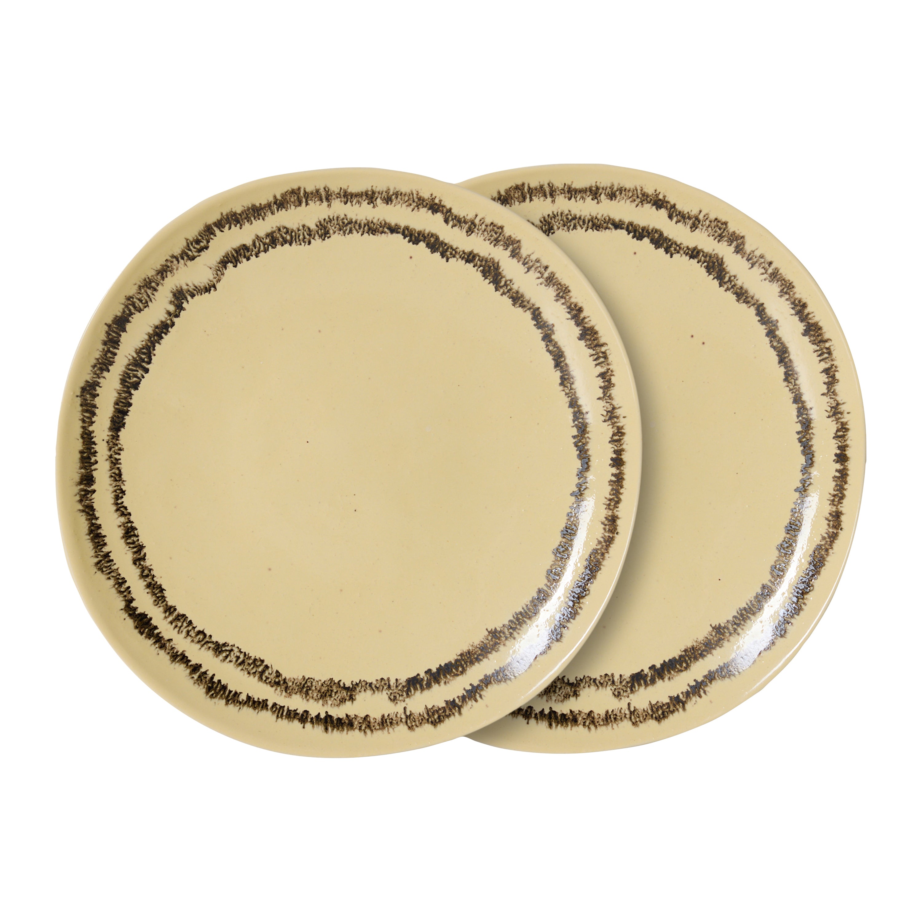 HKliving 70's Ceramics Bord Ã 22 cm - Set van 2 - Vanilla