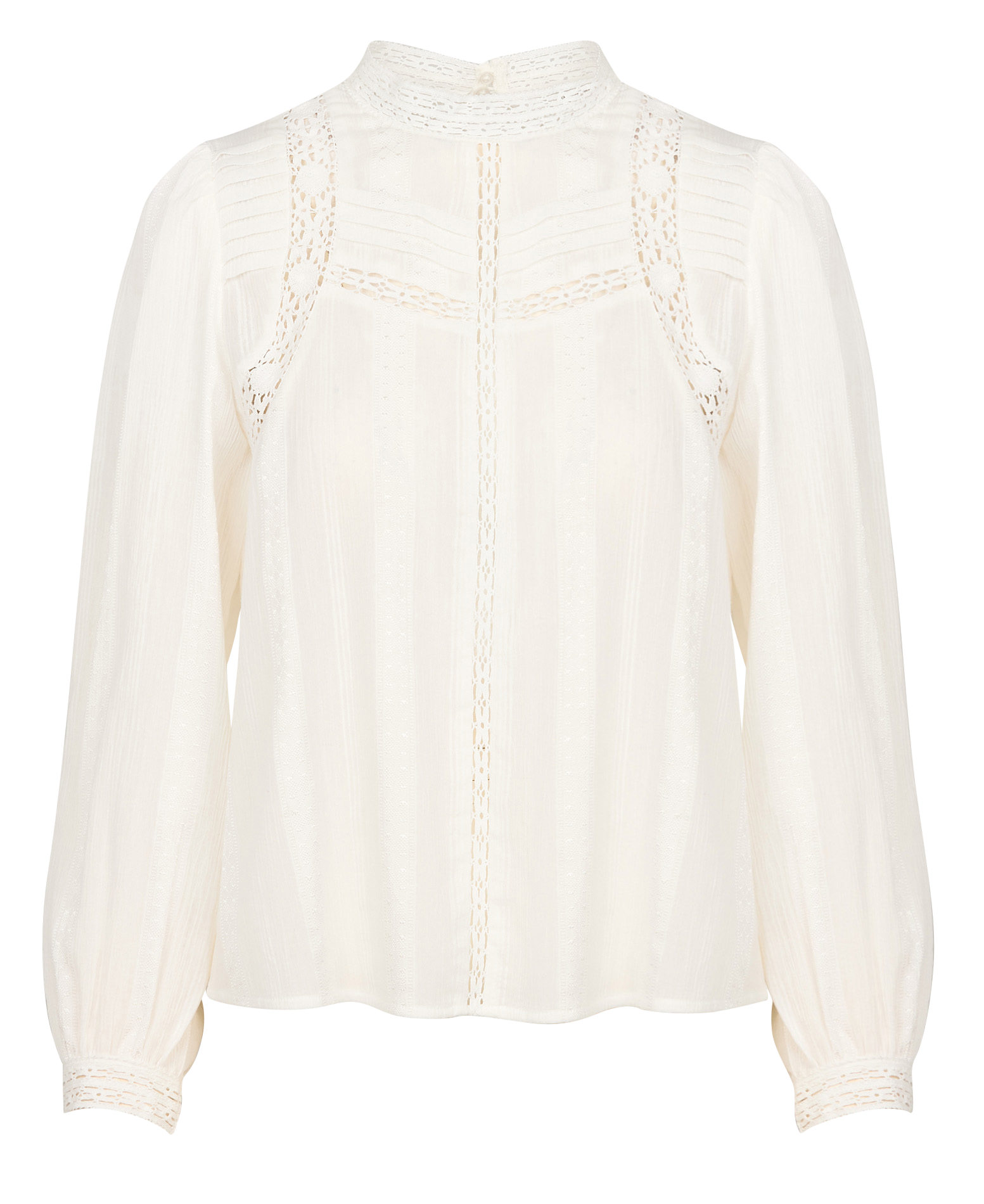Blouse ample broderies perles en coton mélangé | Blanc