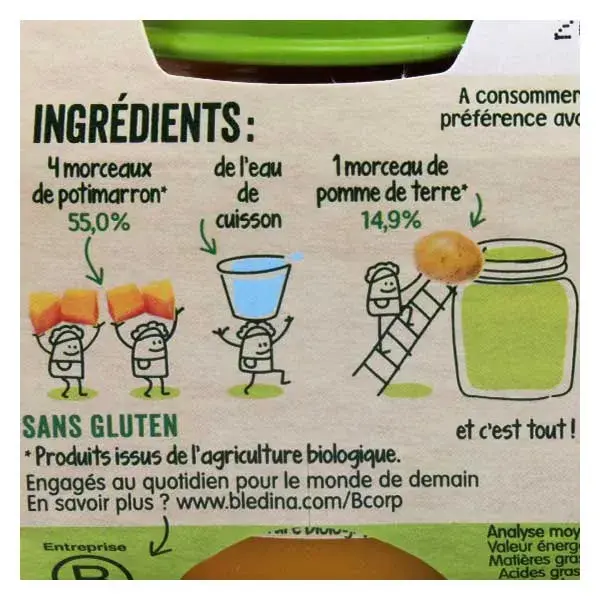 Abóbora Orgânica Blédina Harvests, Pacote com 2 unidades de 130g