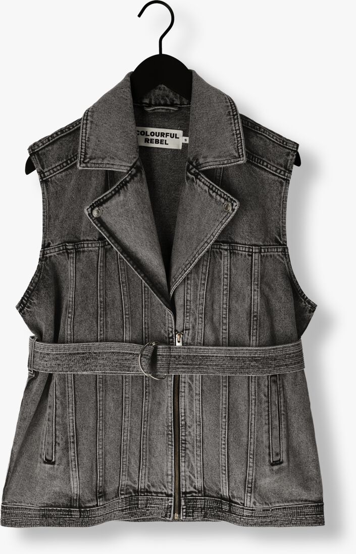 COLOURFUL REBEL grijze colourful rebel gilet yalou denim gilet