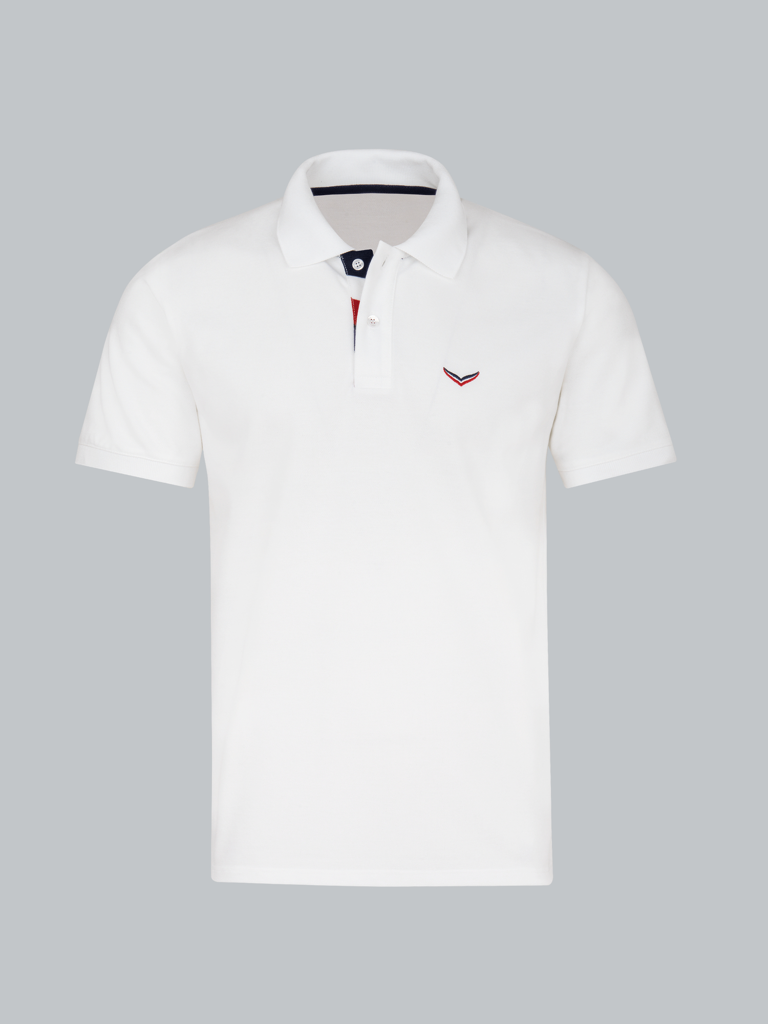 Poloshirt mit dreifarbiger Knopfleiste Weiss
