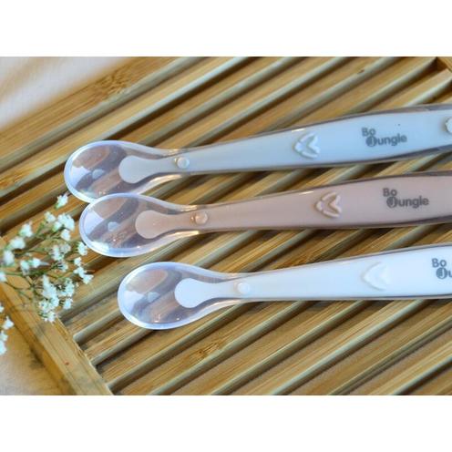 Lot de 3 cuillères douces pour bébé - Gris - blanc - terracotta - BOJUNGLE