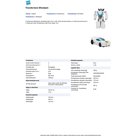 Transformers figur – flere varianter – assorteret