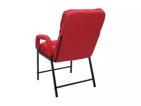 Chaise de salle à manger HWC-K40 capacité de charge 160kg dossier réglable métal - tissu/textile rouge