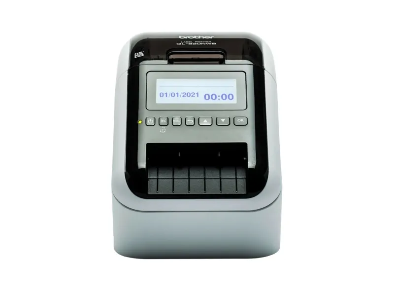 Brother QL-820NWBcVM - Etiketprinter - to-farvet (monokrom) - direkte termisk - Rulle (6,2 cm) - 300 x 600 dpi - op til 110 etiketter/min. - USB 2.0, Bluetooth 5.2, Wi-Fi(n), LAN - skærer - blank sort, hvid