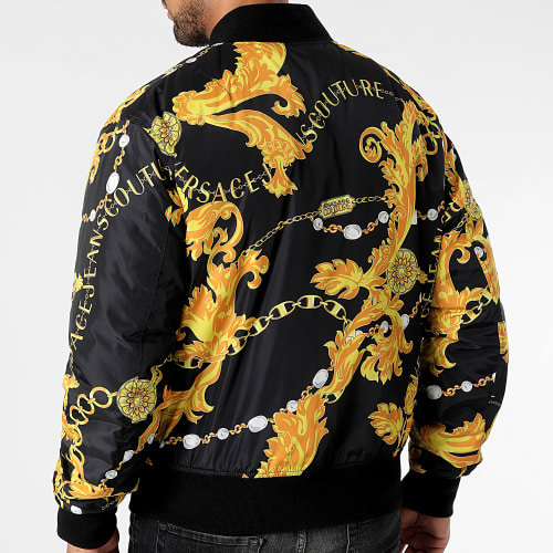 Veste Bomber Réversible 75GASD04-CQS70 Noir Jaune Renaissance Floral