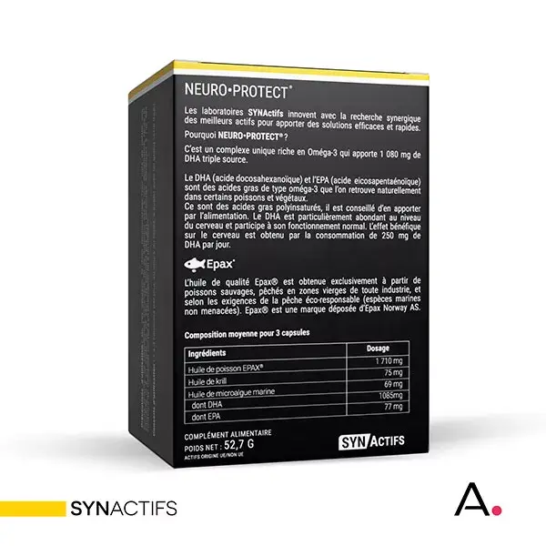 Aragan - Synactifs - NeuroProtect® - Função Cerebral - Ômega 3 - 60 cápsulas