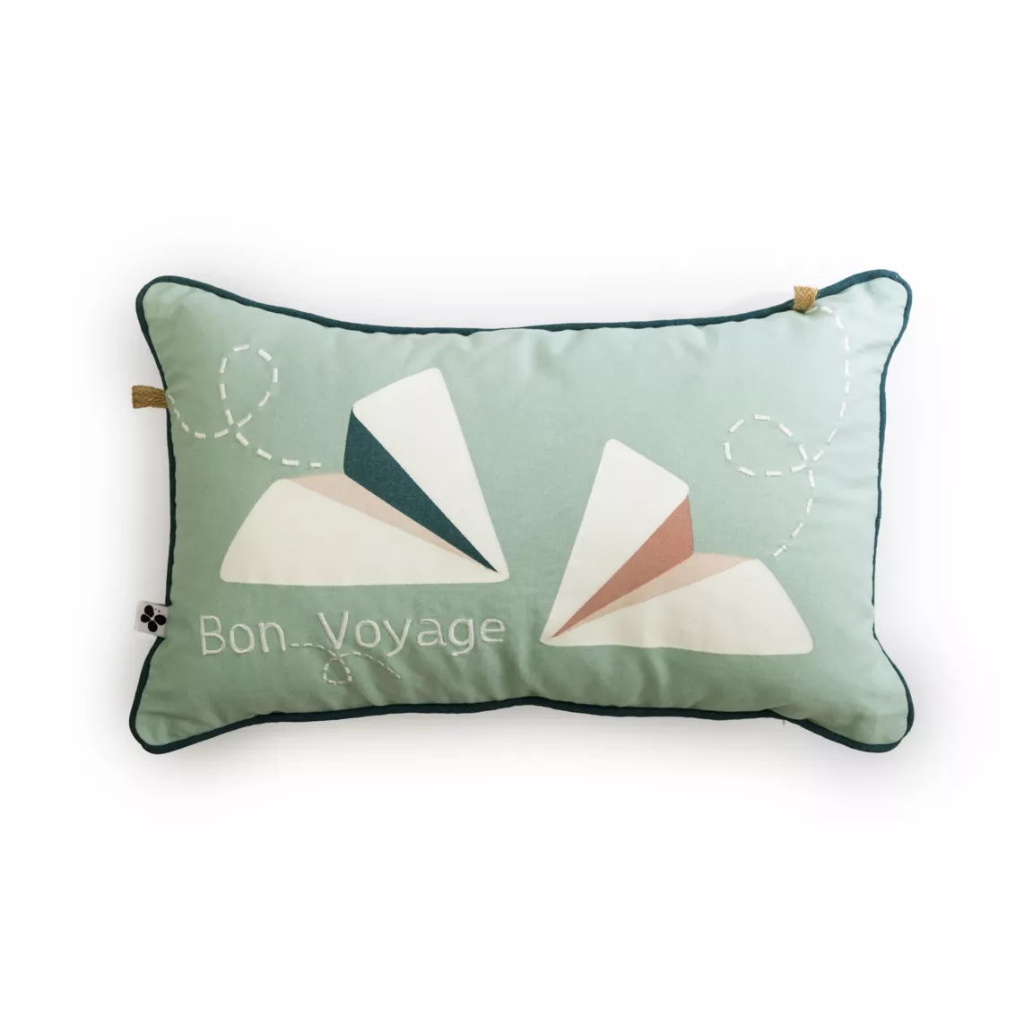 Coussin rectangulaire enfant coton (30 x 50 cm) Petits papiers Bleue