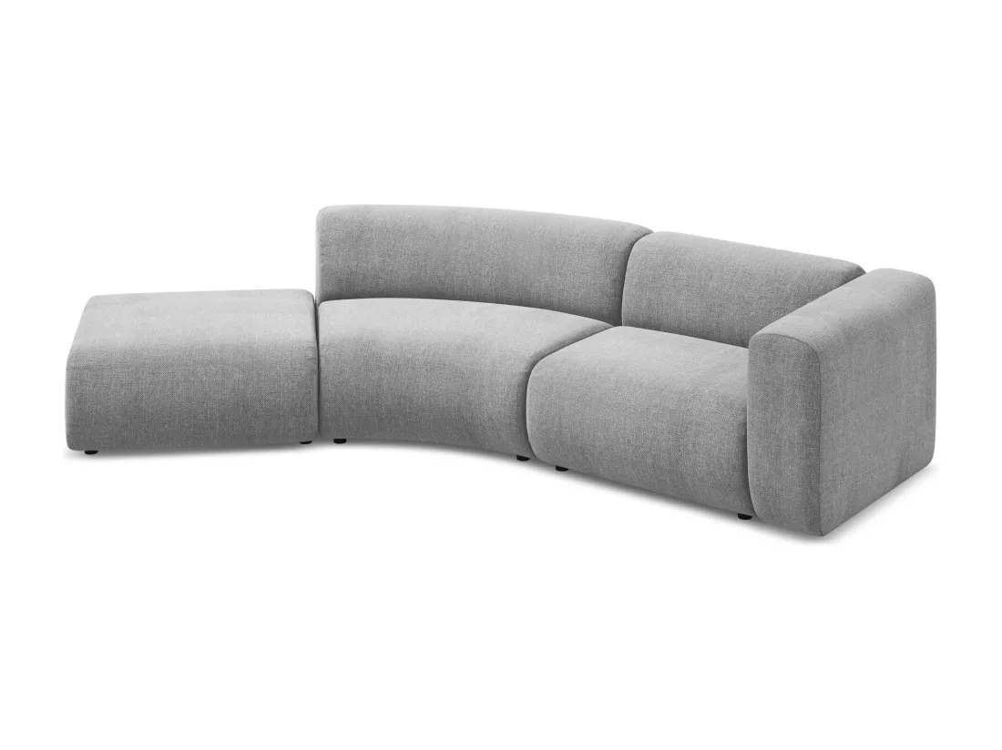 Canapé modulable 4 places gauche en tissu chenille - gris clair - EKAHI