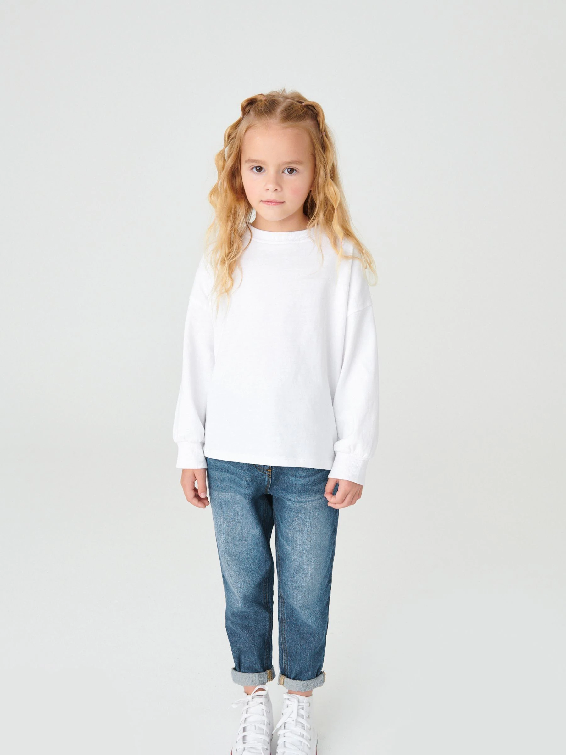 Middenblauw denim - Mom 100% katoenen jeans (3-16jaar)