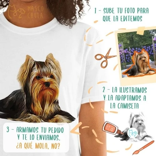 Camiseta feminina personalizada Mascochula com estampa do seu animal de estimação preto.