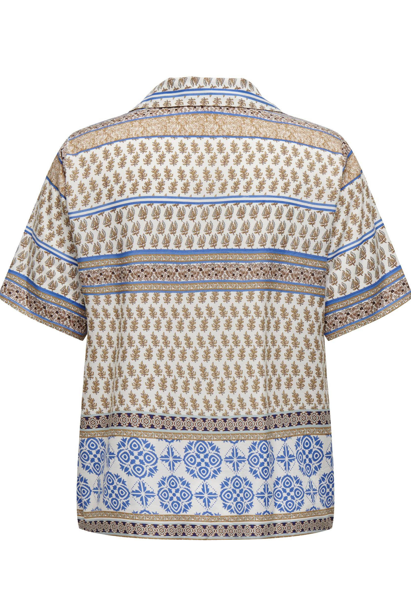 ONLY CARMAKOMA blouse CARBETH met all over print ecru/beige/blauw