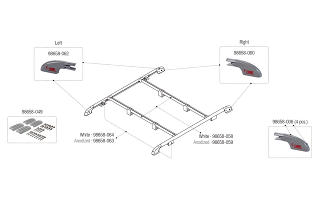 Fiamma linkes Endstück für Roof Rail Fiamma Artikelnummer 98658-062