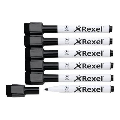 Rexel Joy - Pack de 6 marqueurs noirs pour tableau blanc - pointe fine