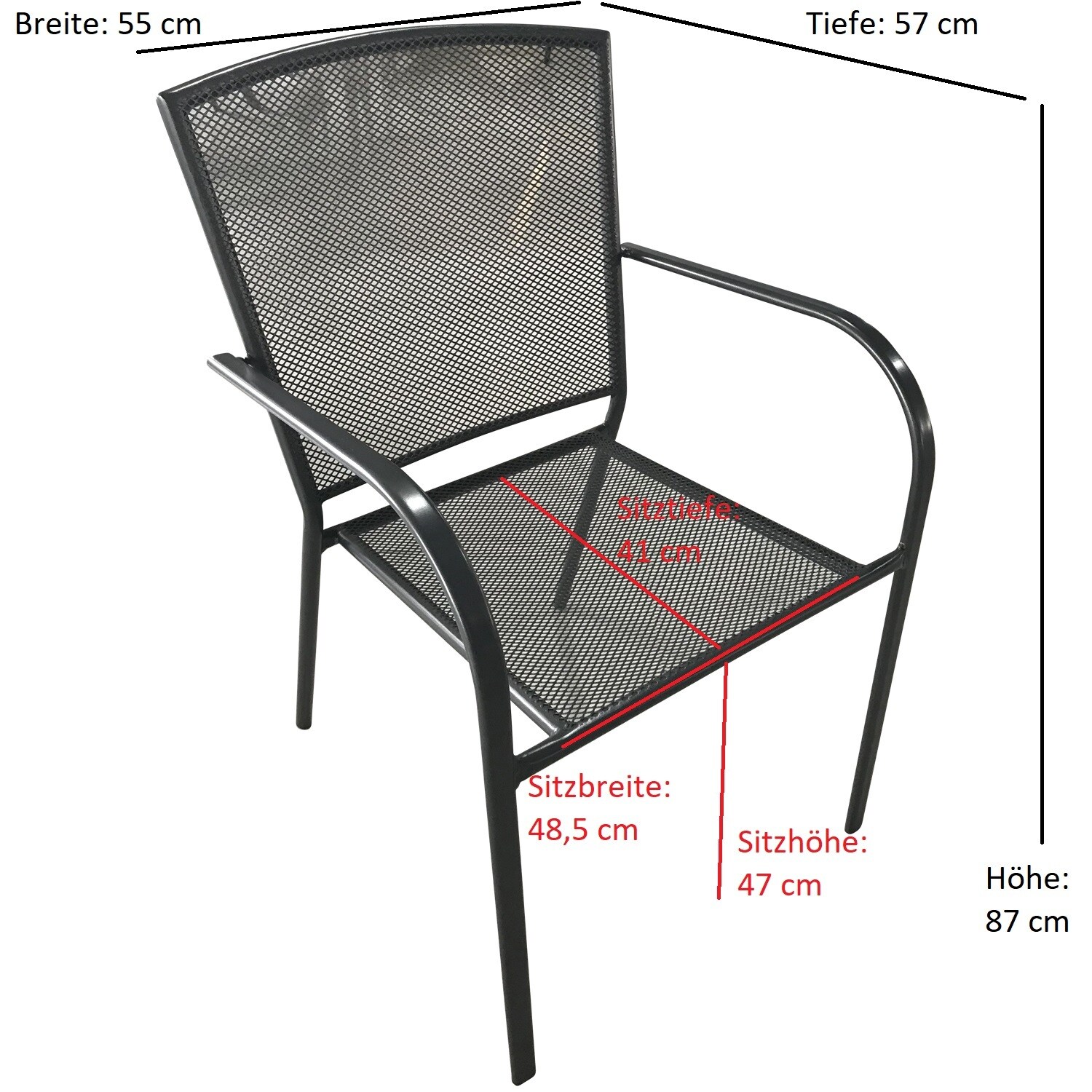 DEGAMO Garnitur CLASSIC 7-teilig, Streckmetall anthrazit (Tisch 90x150cm)
