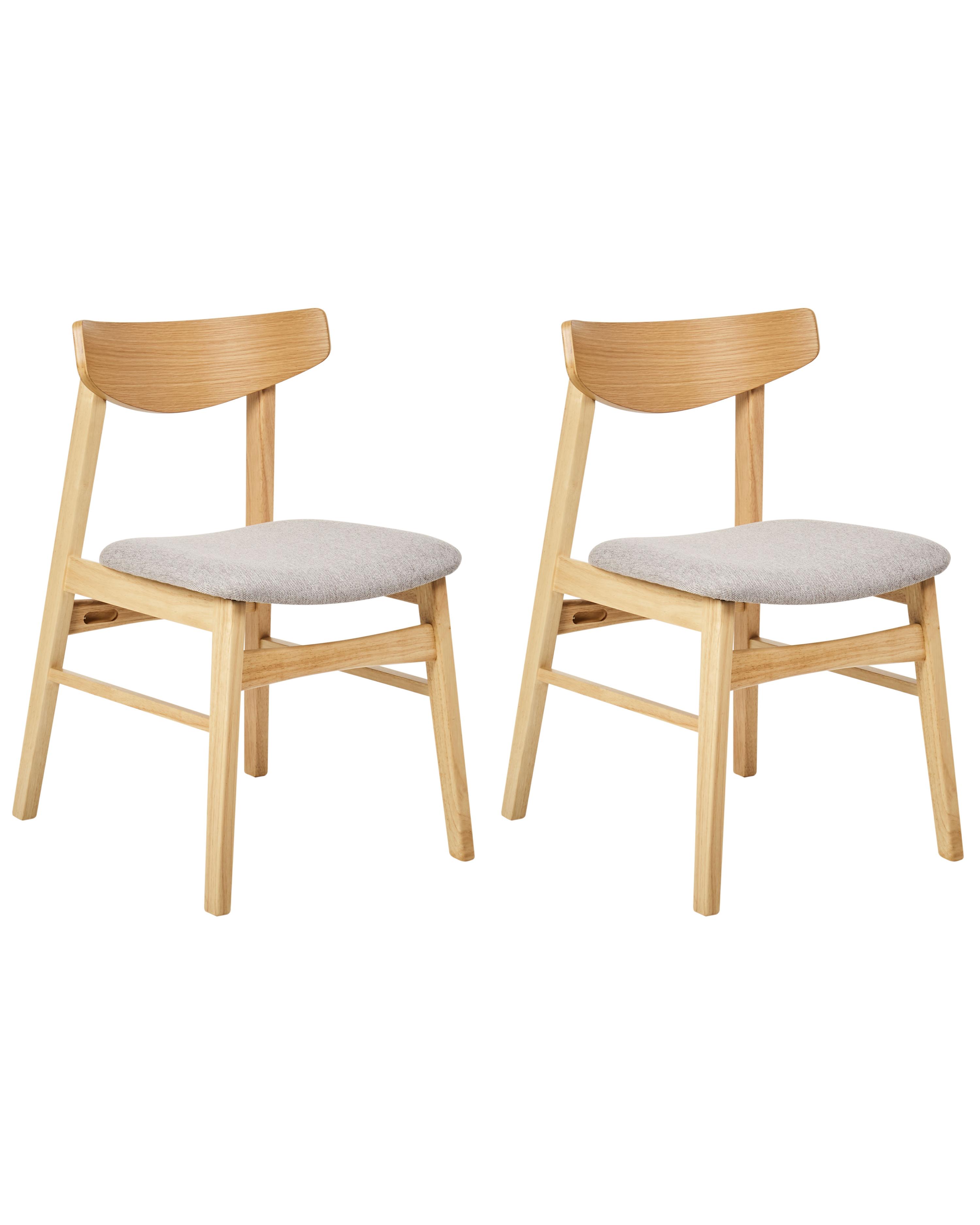 Set van 2 eetkamerstoelen SMILEY Hout Lichtgrijs