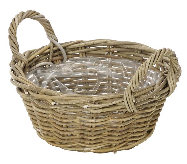 Dehner Rattan Pflanzschale mit Henkel,